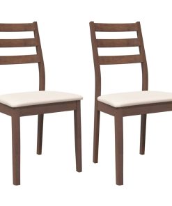 Sedie Da Pranzo Con Cuscini 2pz Marrone Legno Massello Di Hevea