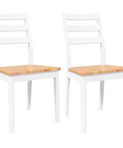 Sedie Da Pranzo 2 Pz Bianche In Legno Massello Di Hevea