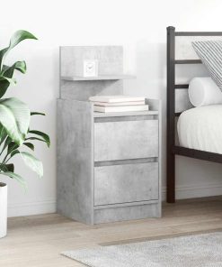 Comodini Con 2 Cassetti 2 Pz Grigio Cemento 38x34x80 cm