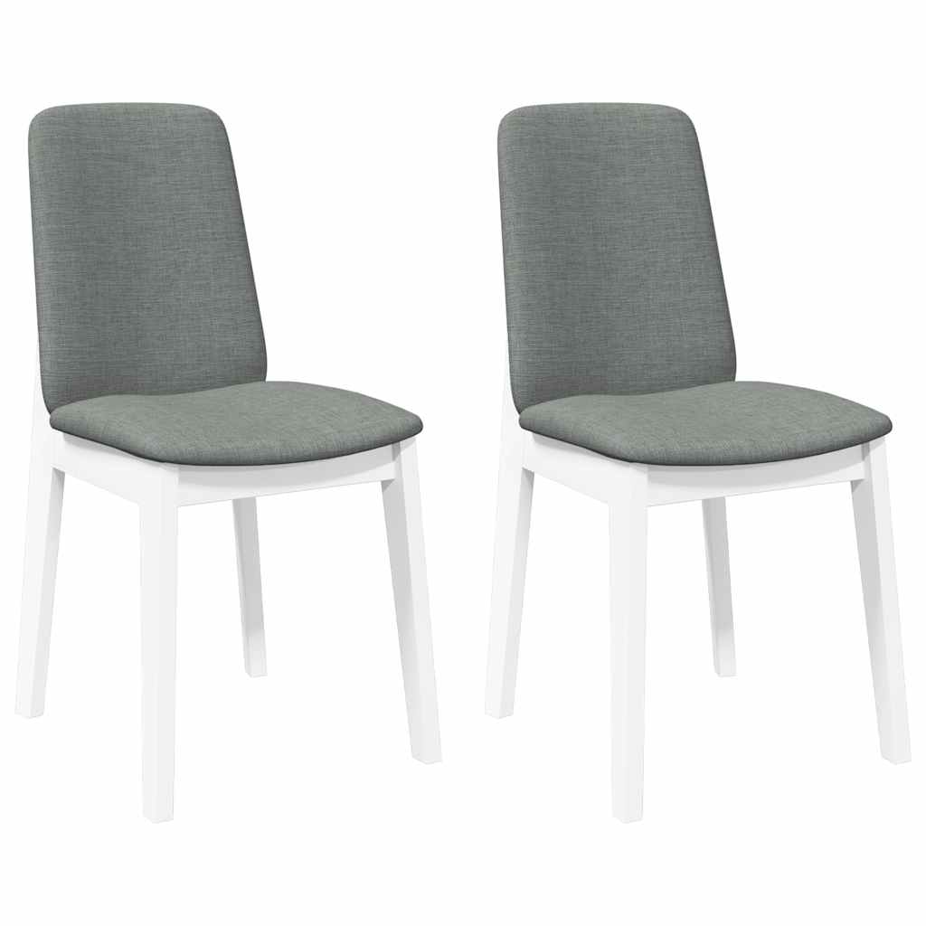 Sedie Da Pranzo Con Cuscini 2 Pz Bianco Legno Massello Di Hevea - Image 6