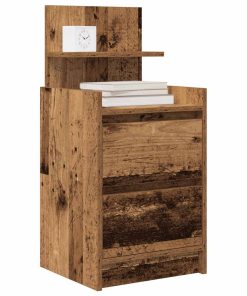 Comodini Con 2 Cassetti 2 Pz In Legno Antico 38x34x80 cm