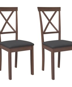 Sedie Da Pranzo Con Cuscini 2pz Marrone Legno Massello Di Hevea
