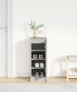 Scarpiera Grigio Cemento 29,5x34x76 Cm In Legno Multistrato