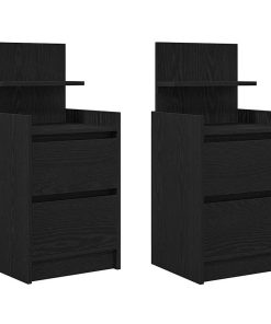 Comodini Con 2 Cassetti 2 Pz Rovere Nero 38x34x80 cm