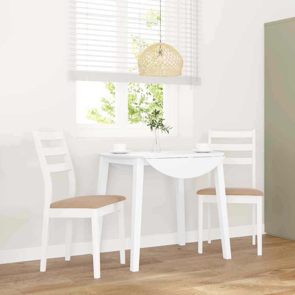 Sedie Da Pranzo Con Cuscini 2 Pz Bianco Legno Massello Di Hevea - Image 3