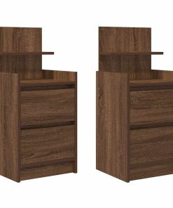 Comodini Con 2 Cassetti 2 Pz Rovere Marrone 38x34x80 cm