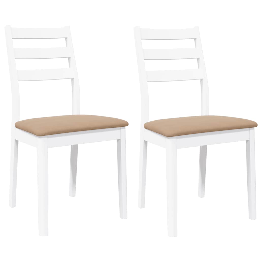 Sedie Da Pranzo Con Cuscini 2 Pz Bianco Legno Massello Di Hevea - Image 5