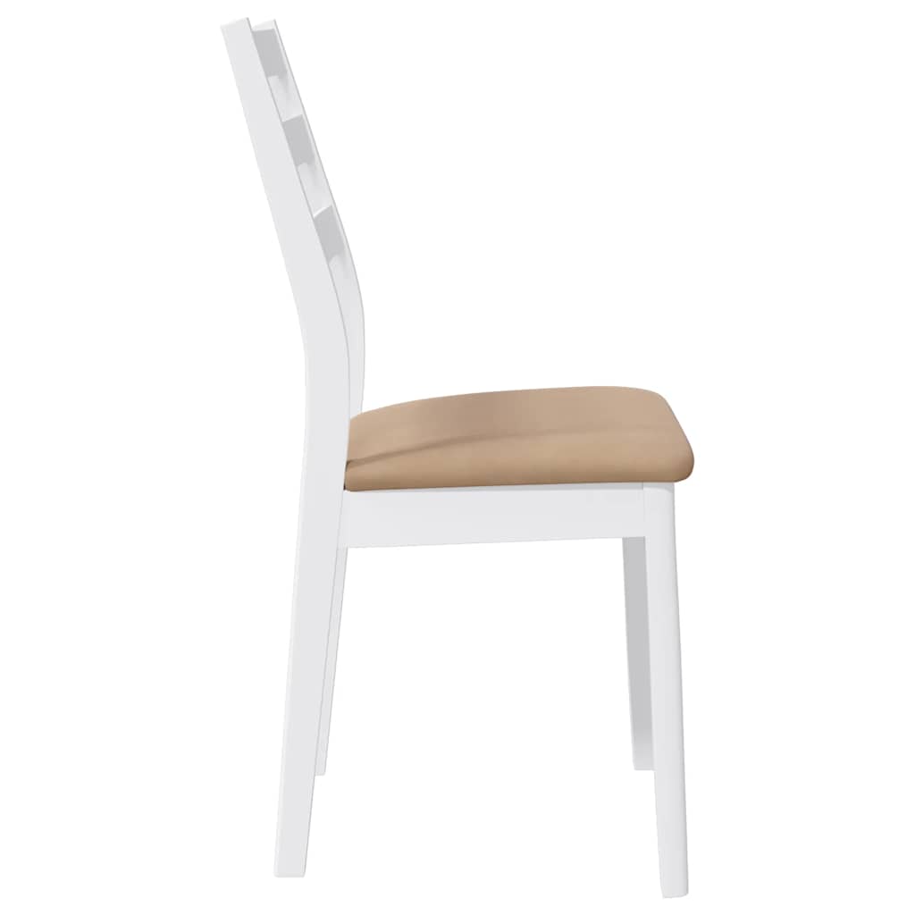 Sedie Da Pranzo Con Cuscini 2 Pz Bianco Legno Massello Di Hevea - Image 4