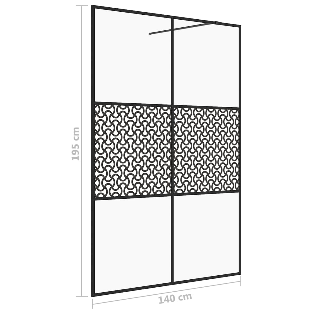 Parete Per Doccia WalK-In Vetro Trasparente Esg 140x195cm Nera - Image 5