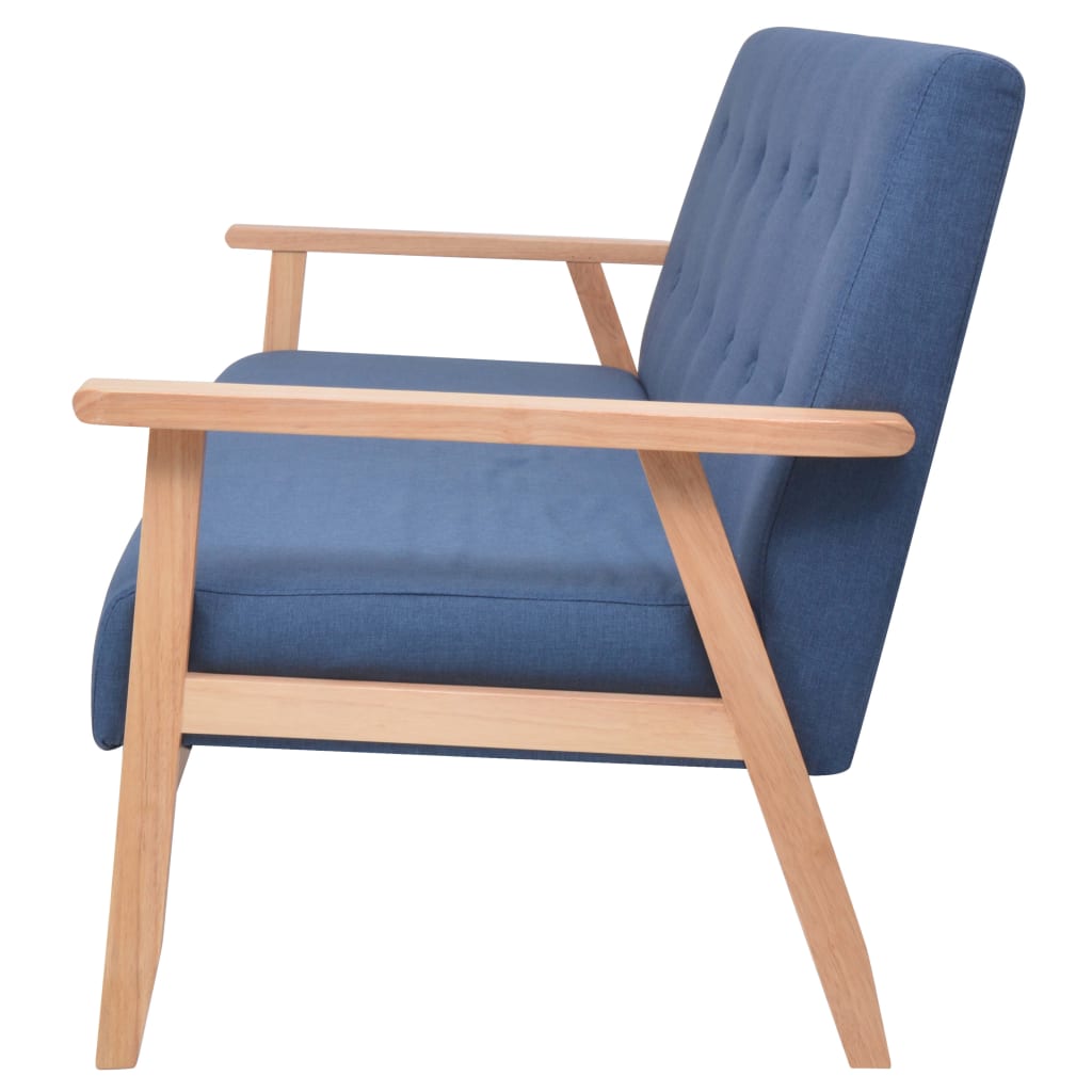 Set Di Divani 3 Pz In Tessuto Blu