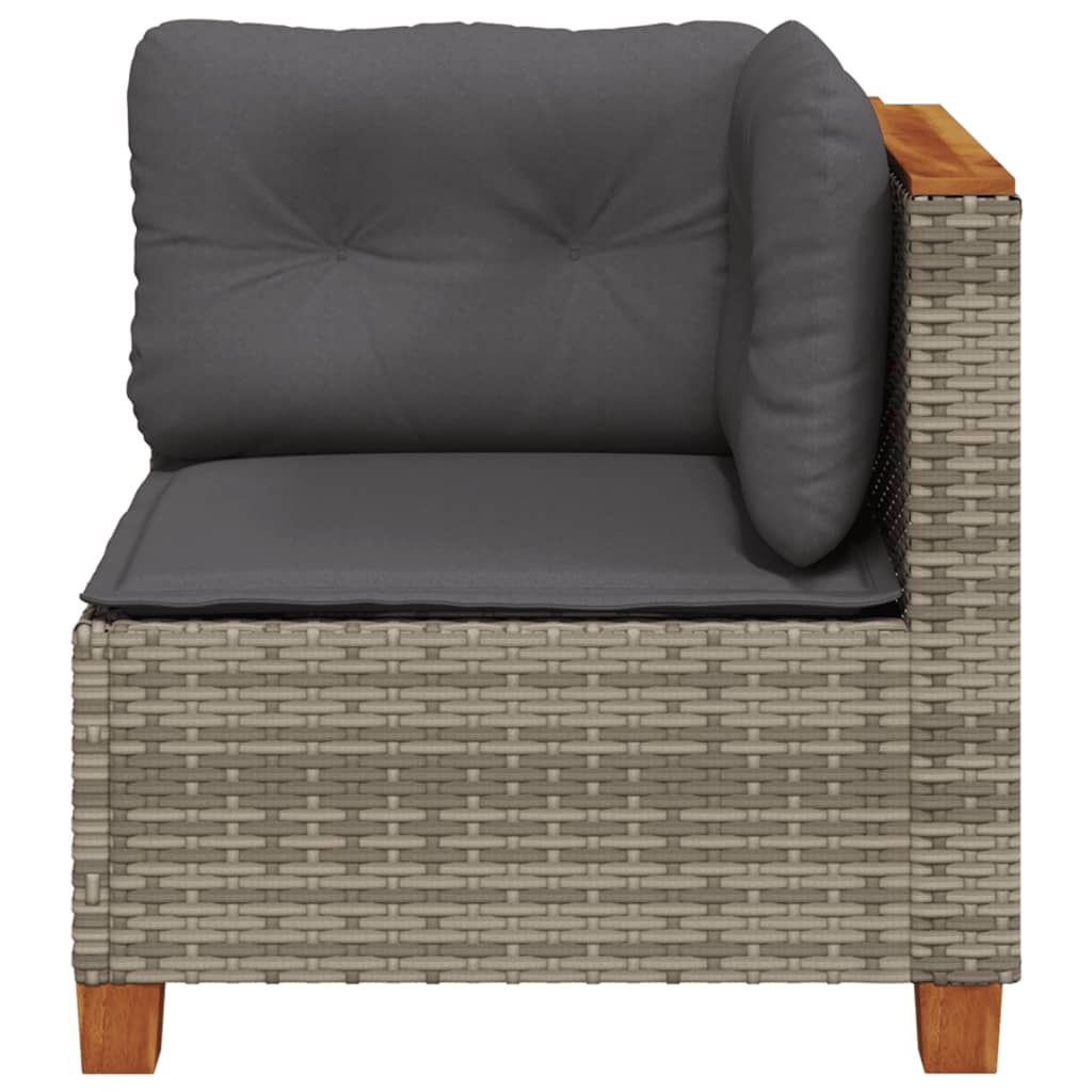 Divano Angolare Da Giardino Con Cuscini Grigio In Polyrattan