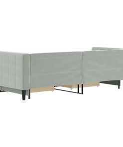 Divano Letto Estraibile Cassetti Grigio Chiaro 80x200cm Velluto