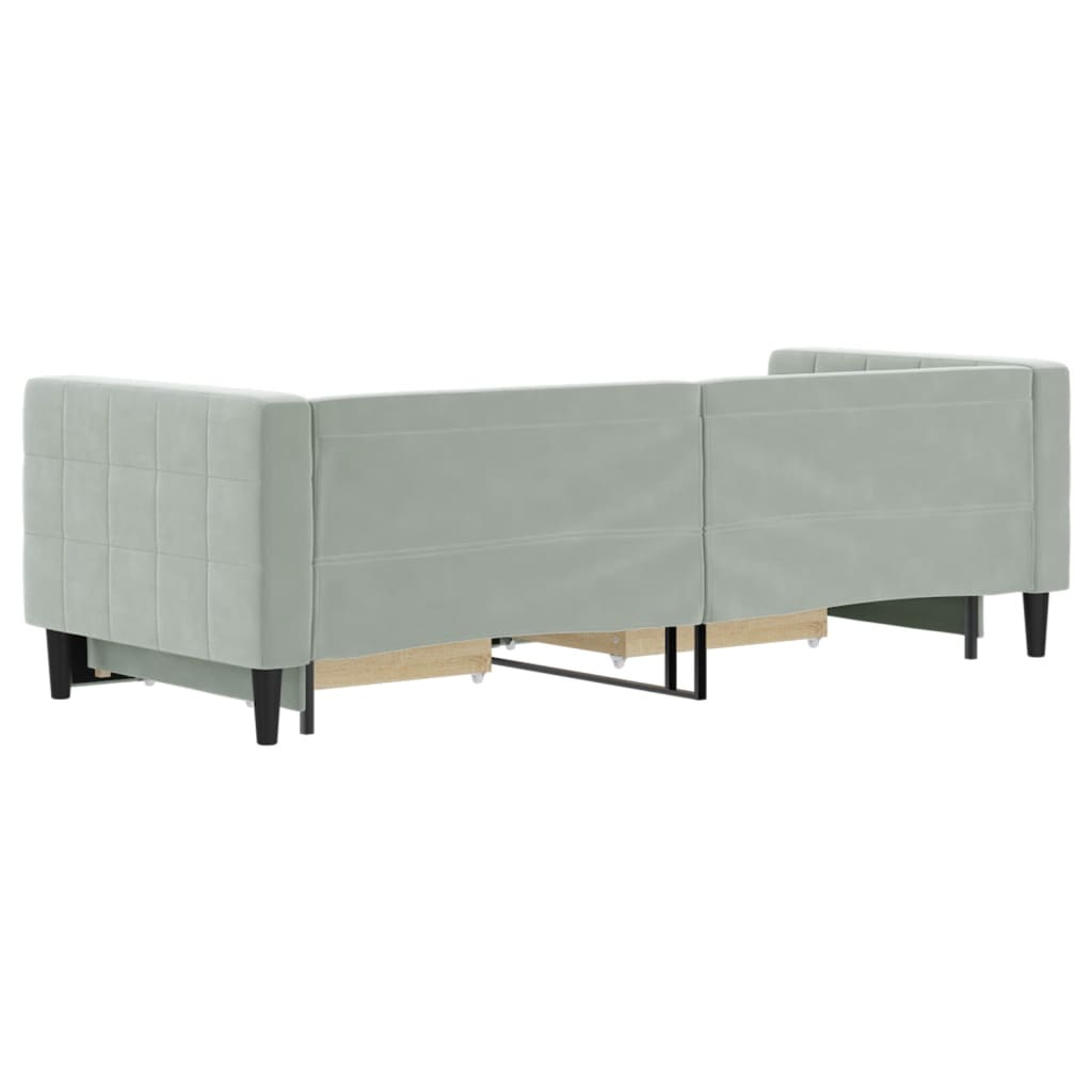 Divano Letto Estraibile Cassetti Grigio Chiaro 80x200cm Velluto