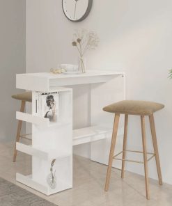 Tavolo Da Bar Con Ripiani Bianco Lucido 100x50x101,5 cm