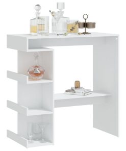 Tavolo Da Bar Con Ripiani Bianco 100x50x101,5 Cm In Truciolato