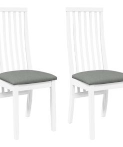 Sedie Da Pranzo Con Cuscini 2 Pz Bianco Legno Massello Di Hevea