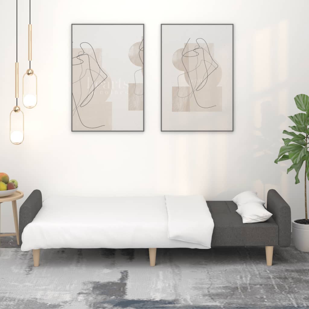 Divano Letto A 2 Posti Grigio Scuro In Tessuto