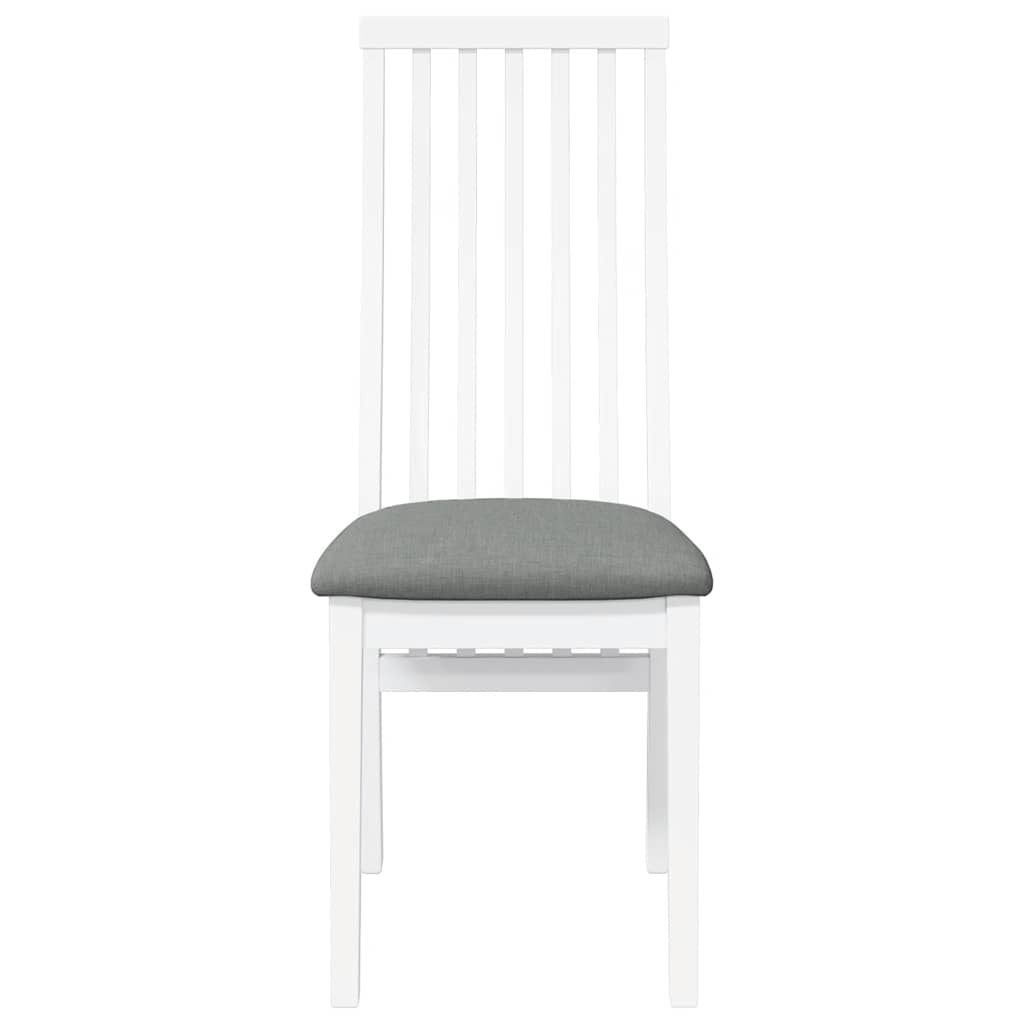 Sedie Da Pranzo Con Cuscini 2 Pz Bianco Legno Massello Di Hevea - Image 5