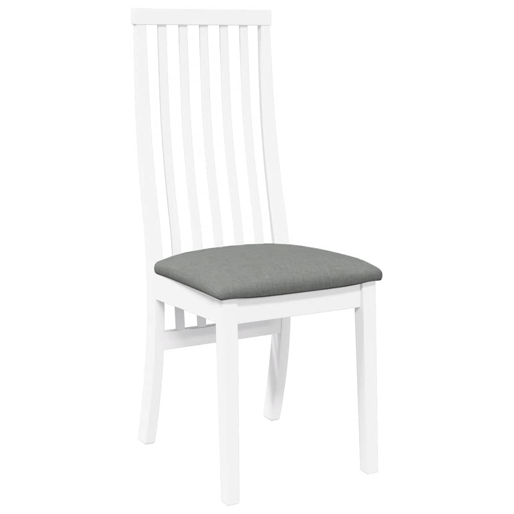 Sedie Da Pranzo Con Cuscini 2 Pz Bianco Legno Massello Di Hevea - Image 2