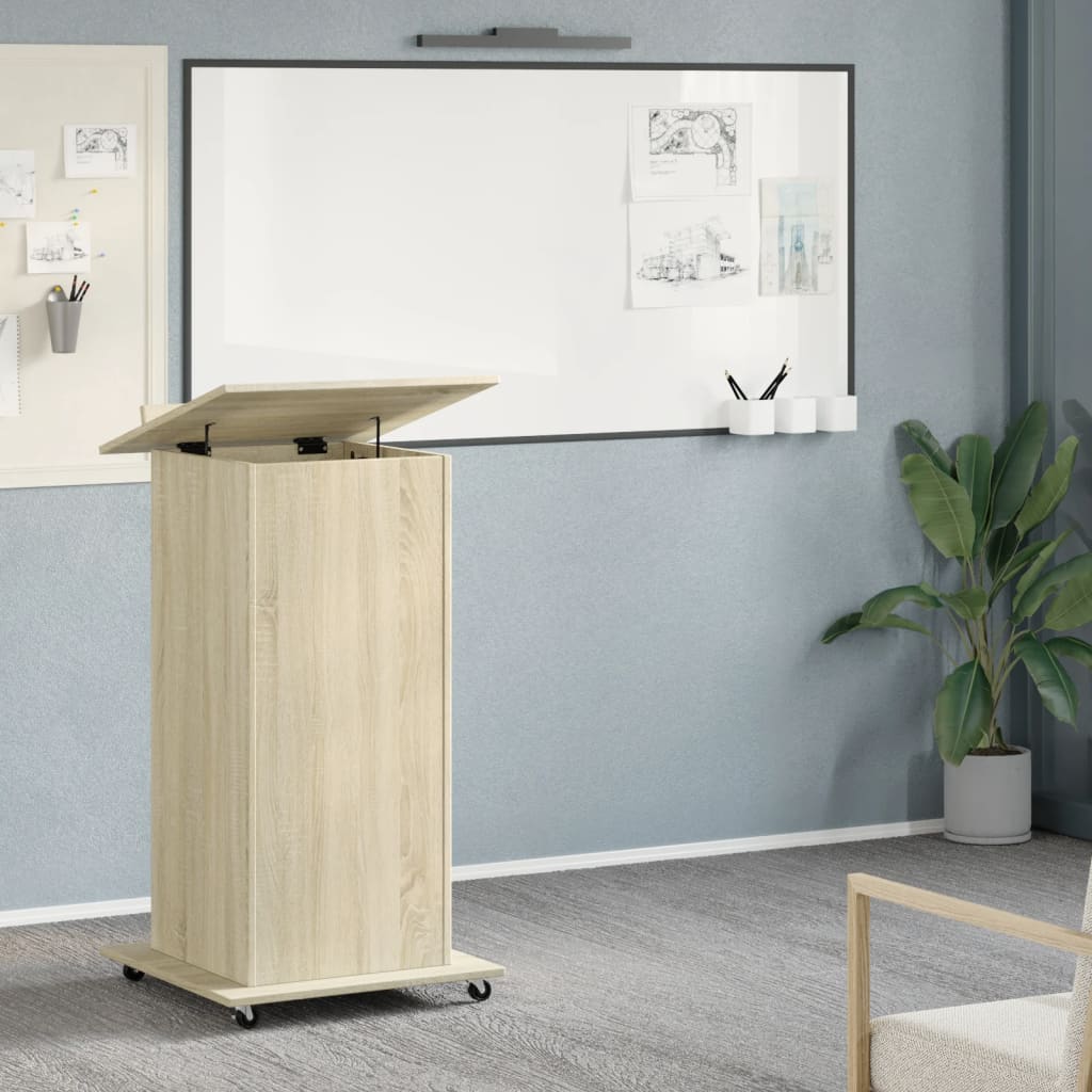 Leggio Con Ruote E Cassetto Sonoma 55x55x107 Cm In Multistrato