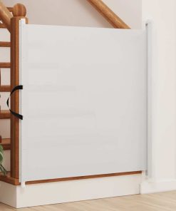 Cancelletto Retrattile Per Animali Domestici Bianco 102,5x125cm