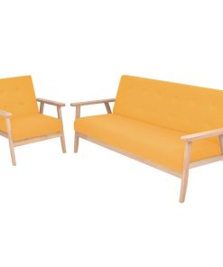Set Di Divani 2 Pz In Tessuto Giallo