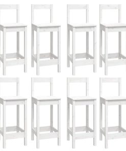 Set Da Bar 9 Pz Bianco In Legno Massello Di Pino