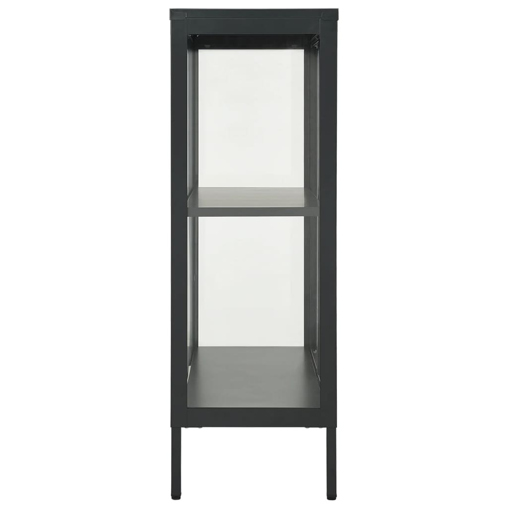 Credenza Antracite 75x35x105 Cm In Acciaio E Vetro - Image 6