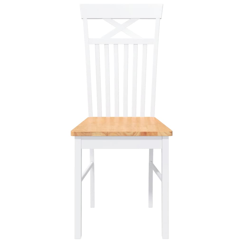 Sedie Da Pranzo 2 Pz Bianche In Legno Massello Di Hevea - Image 4