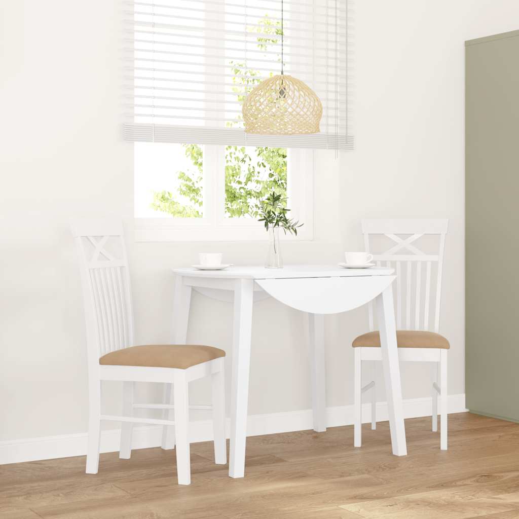 Sedie Da Pranzo Con Cuscini 2 Pz Bianco Legno Massello Di Hevea - Image 3