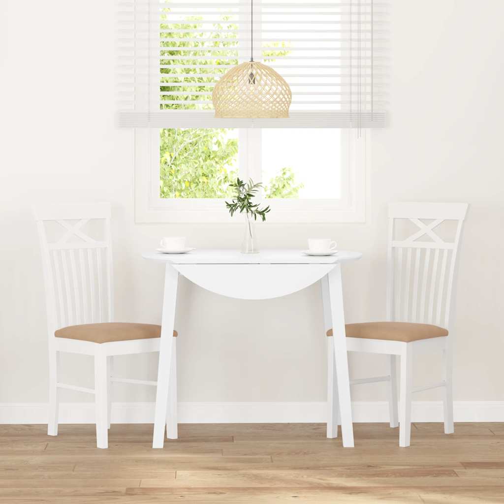 Sedie Da Pranzo Con Cuscini 2 Pz Bianco Legno Massello Di Hevea - Image 5