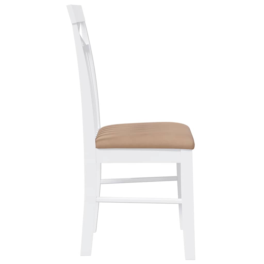 Sedie Da Pranzo Con Cuscini 2 Pz Bianco Legno Massello Di Hevea - Image 4