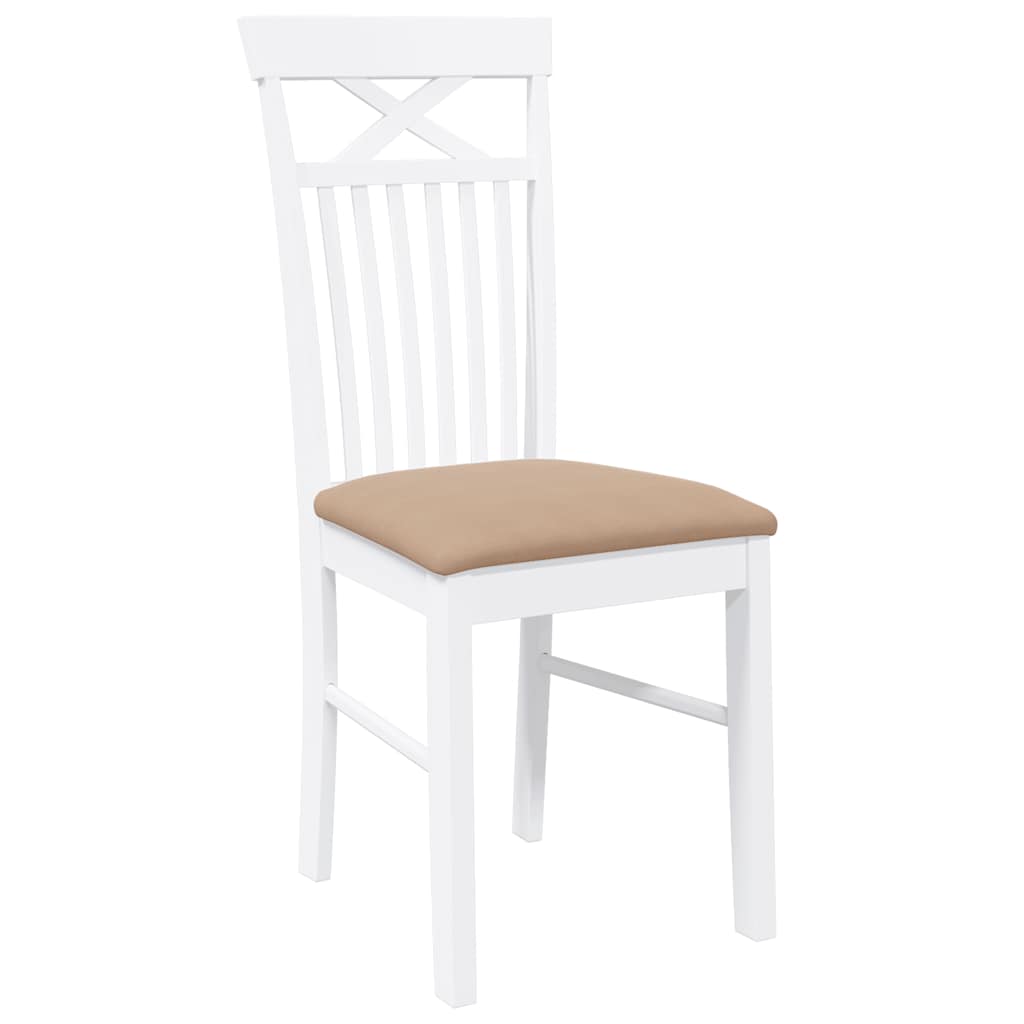 Sedie Da Pranzo Con Cuscini 2 Pz Bianco Legno Massello Di Hevea - Image 6
