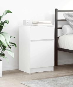 Comodini 2 Pz Bianchi 39x35x65 Cm In Legno Multistrato