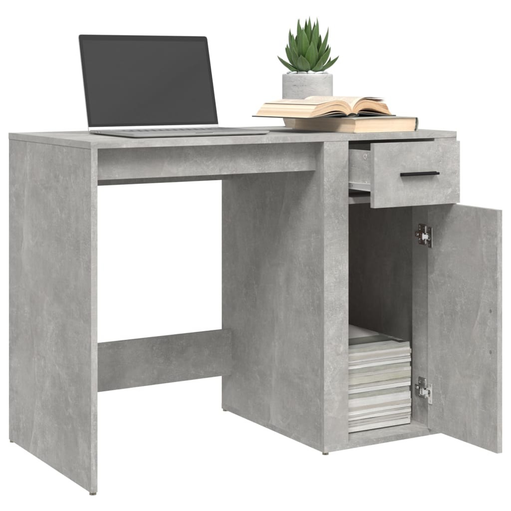 Scrivania Grigio Cemento 100x49x75 Cm In Legno Multistrato