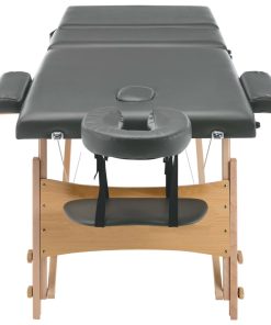 Lettino Da Massaggio 3 Zone Telaio In Legno Antracite 186x68cm