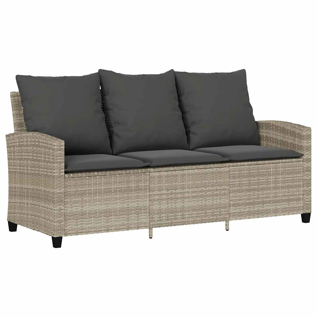 Divano 3 Posti Con Cuscini E Tavolo Grigio Chiaro Polyrattan