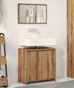 Set Mobili Da Bagno 2 Pz Rovere Artigianale Legno Multistrato
