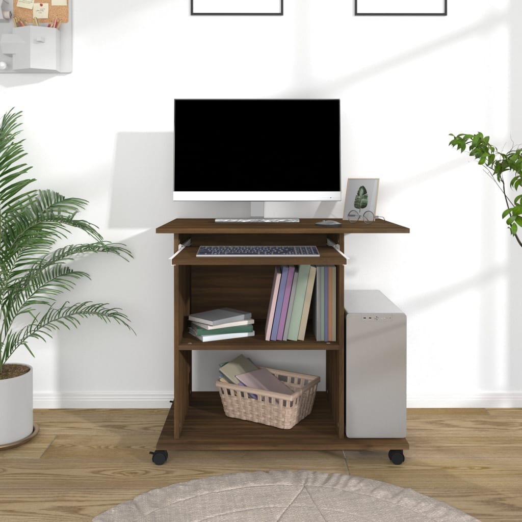 Scrivania Computer Rovere Marrone 80x50x75 Cm Legno Multistrato