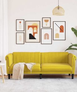 Divano A 3 Posti Giallo In Velluto
