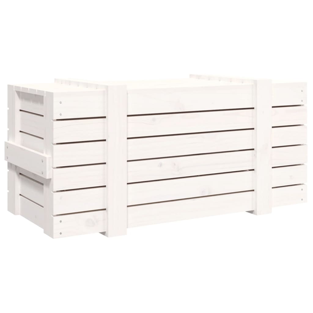 Contenitore Portaoggetti Bianco 91x40,5x42 Cm Massello Di Pino - Image 5