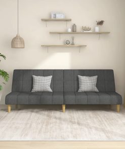 Divano Letto A 2 Posti Grigio Scuro In Tessuto