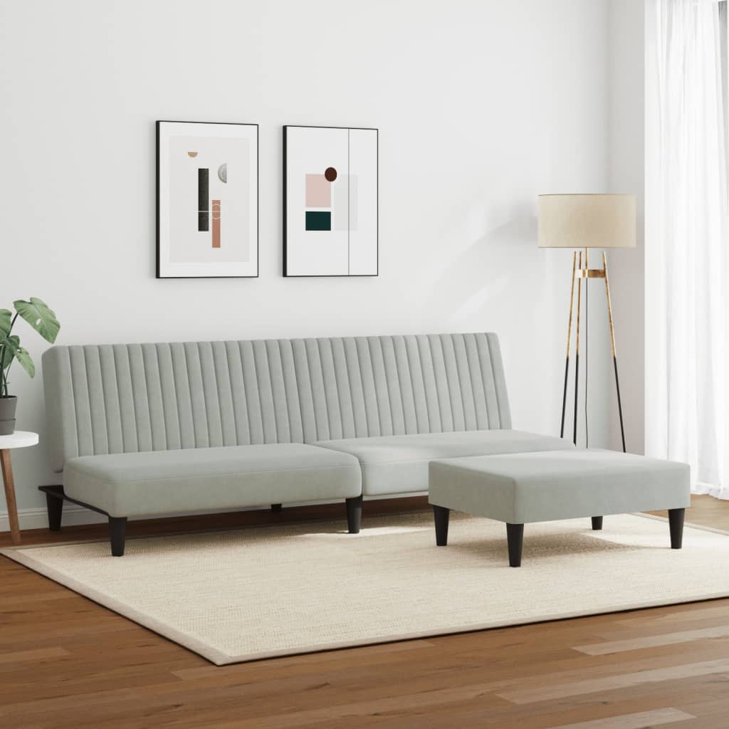 Set Di Divani 2 Pz Grigio Chiaro In Velluto