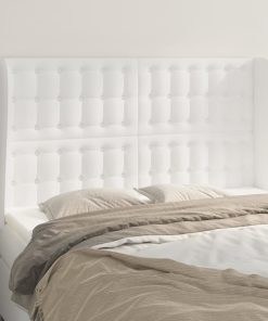 Testiera Ad Orecchio Bianca 147x23x118/128 Cm In Similpelle