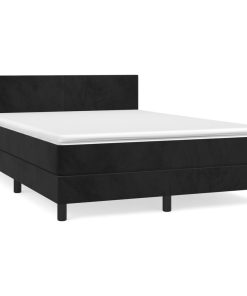 Giroletto A Molle Con Materasso Nero 140x200 Cm In Velluto