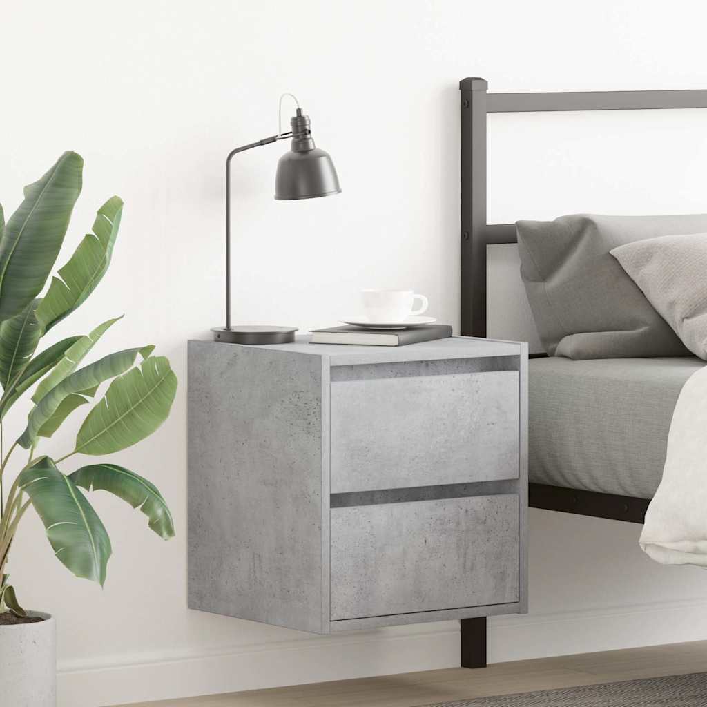 Comodini A Muro 2 Pz Grigio Cemento 38x34x40 cm