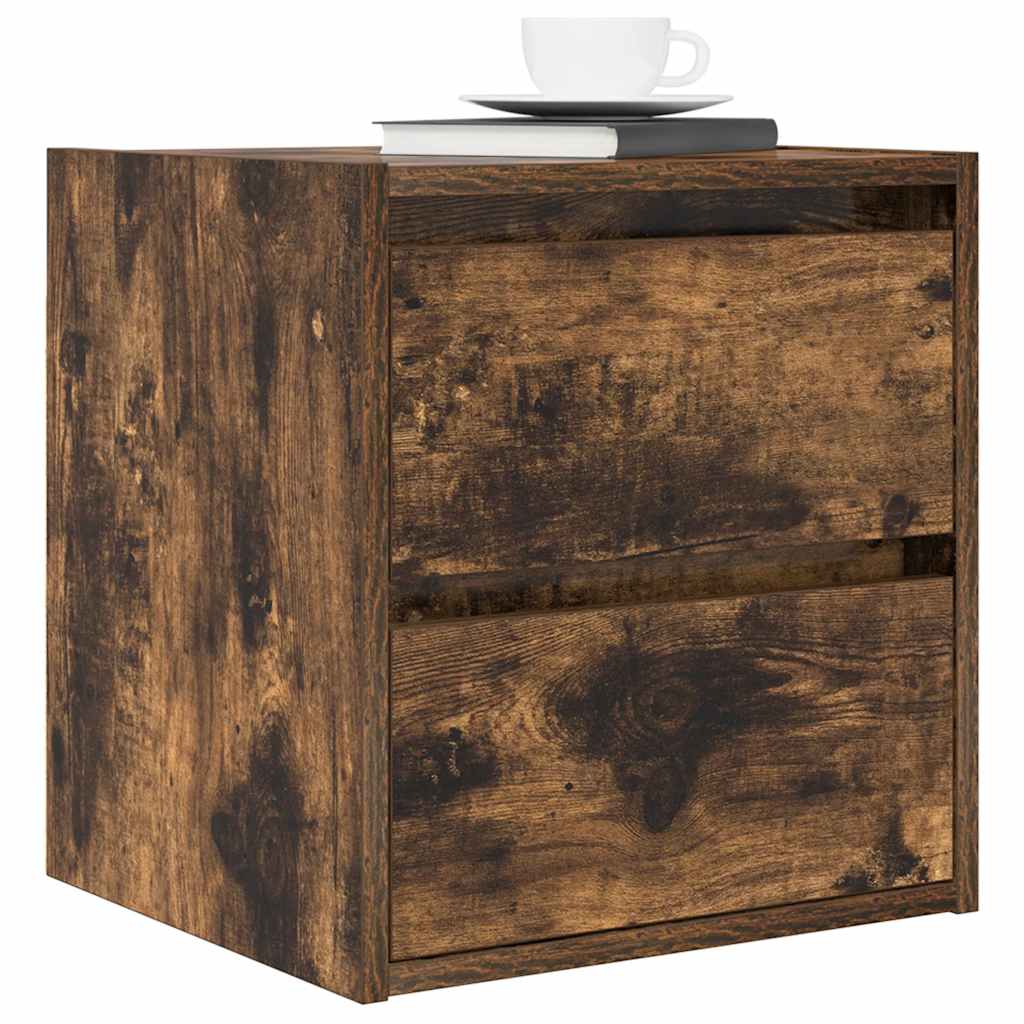 Comodini A Muro 2 Pz Rovere Fumo 38x34x40 cm