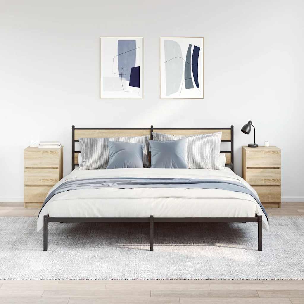 Comodini Con 3 Cassetti 2 Pz Rovere Sonoma 39x35x65 cm