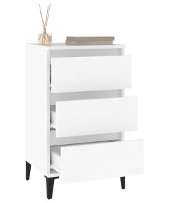 Comodino Bianco 40x35x70 Cm In Legno Multistrato