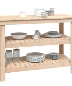 Banco Da Lavoro 110,5x50x80 Cm In Legno Massello Di Pino